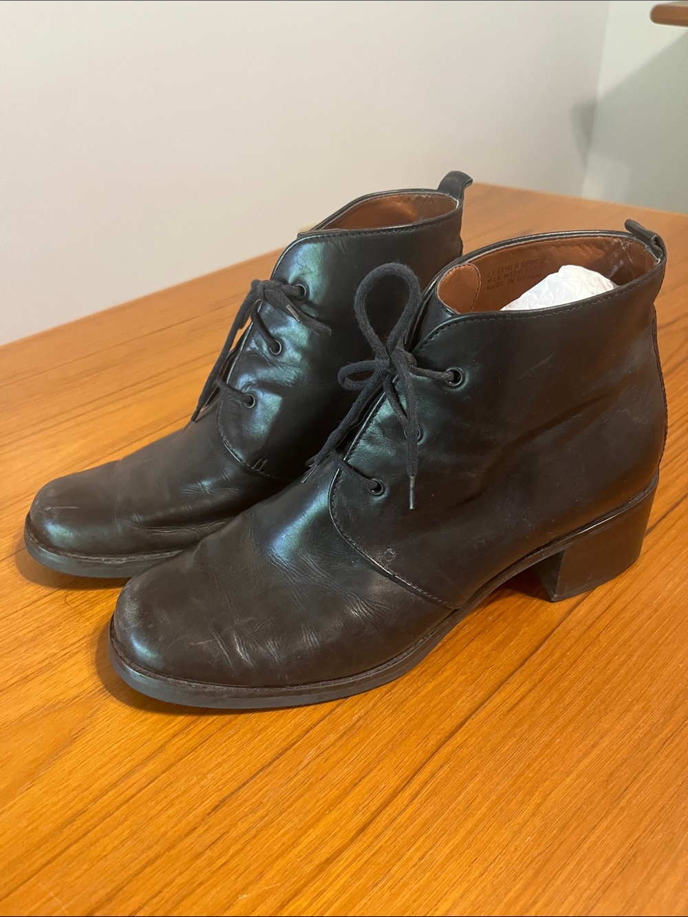 Etienne Aigner Black Leather Lace-Up Ankle Boots